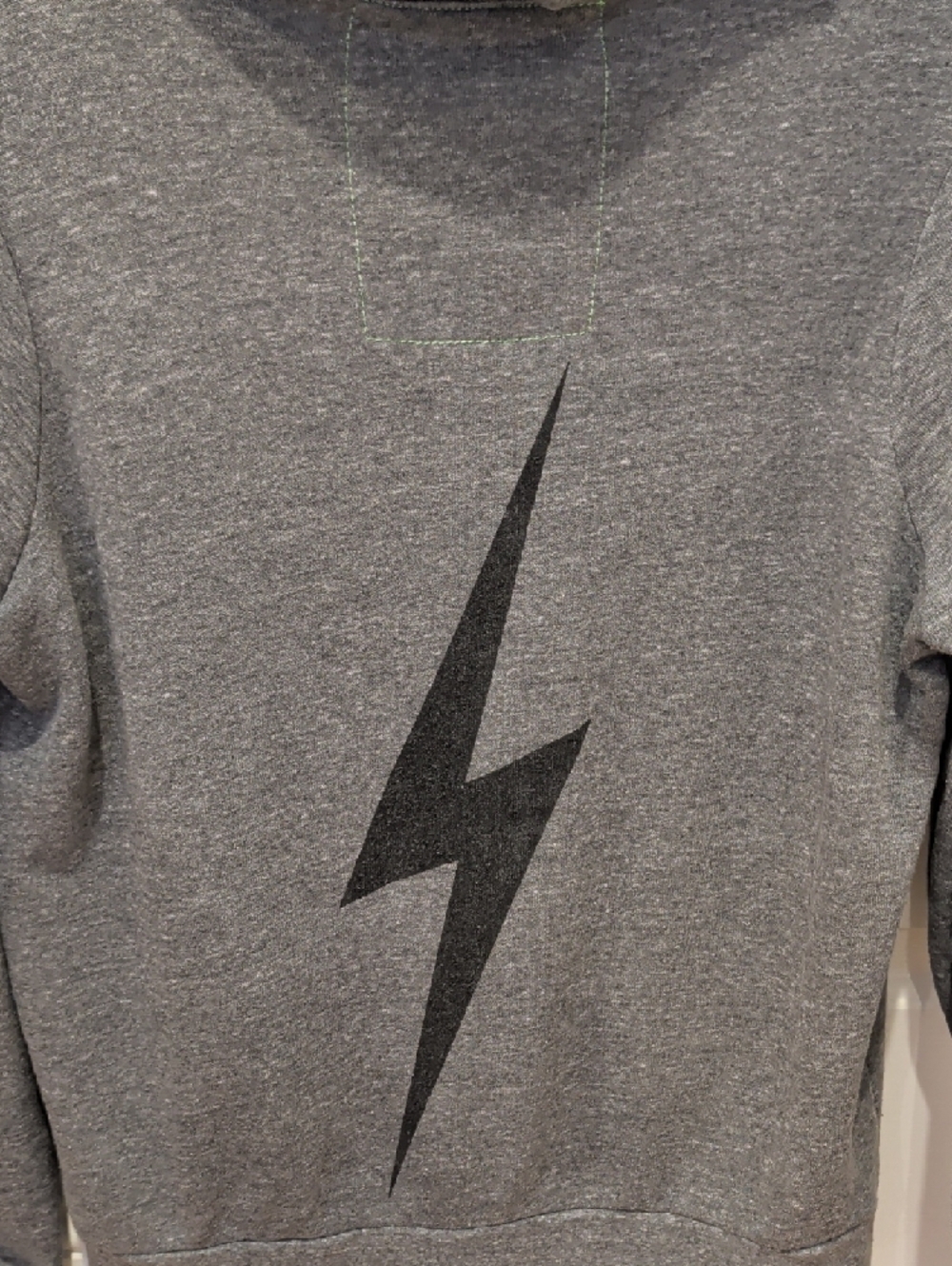 Aviator Nation Heather Gray Full-Zip Hoodie with Lighting Design In The Back. - Picture 3 of 6